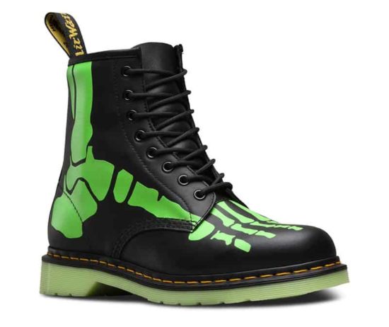 Dr. Martens with glowing skeleton feet