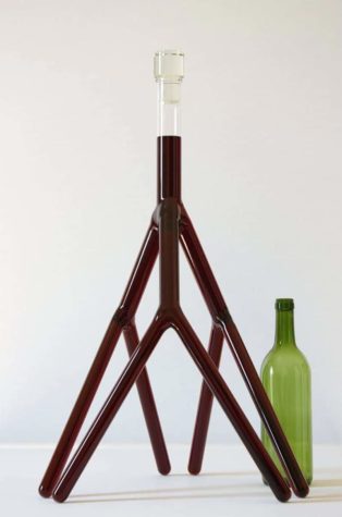 Curiously branched wine carafes