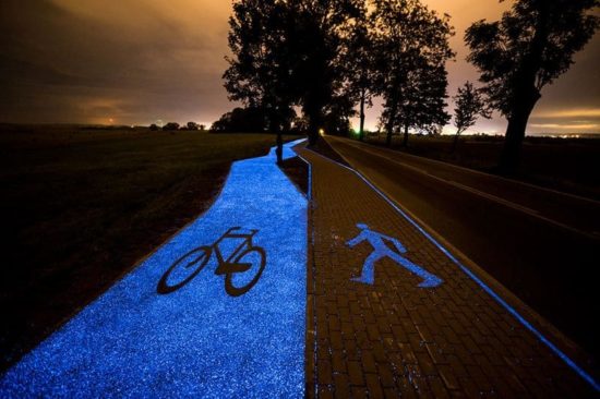 Polen testet selbstleuchtende Radwege