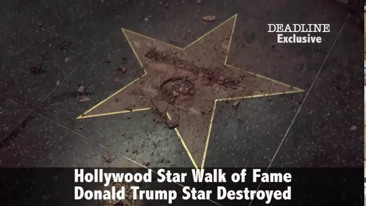 Sie haben Donald Trumps Walk-of-Fame-Stern kaputt gehauen