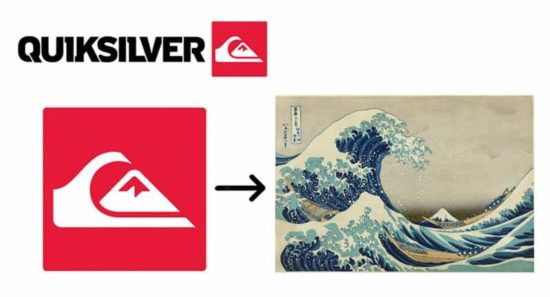 Eine stilisierte Version des berühmten Druckes der grossen Welle von Kanagawa