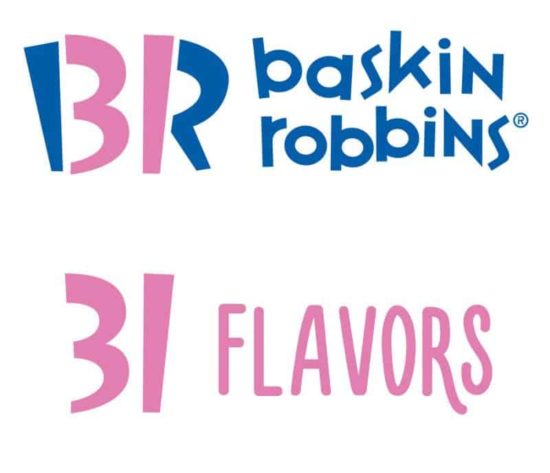 Baskin Robbins slovi po 31 različnih okusih svojih izdelkov. To številko so celo postavili v svoj logotip.