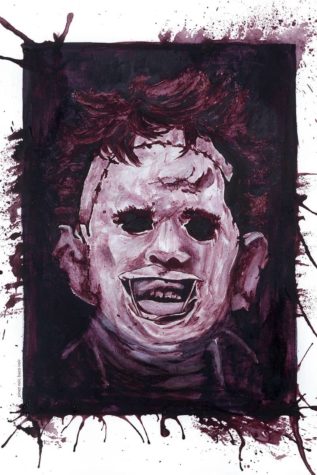 Horror-Fratzen mit Wein gemalt