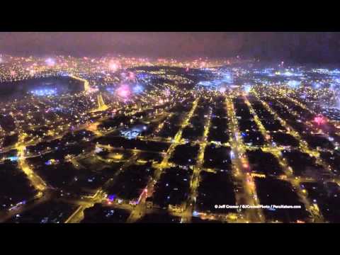 Mit einer Drohne über das Silvesterfeuerwerk in Lima fliegen