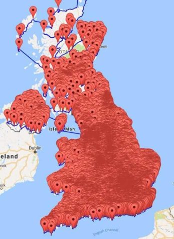 Hver pub i Storbritannia på ett kart