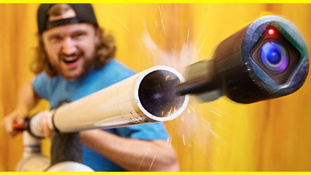 GoPro aus einer selbstgebauten Kanone verschiessen