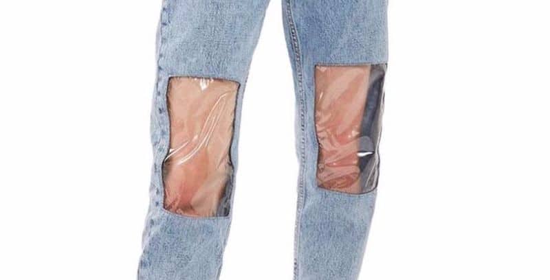 damenjeans transparenten kunststoffteilen kl