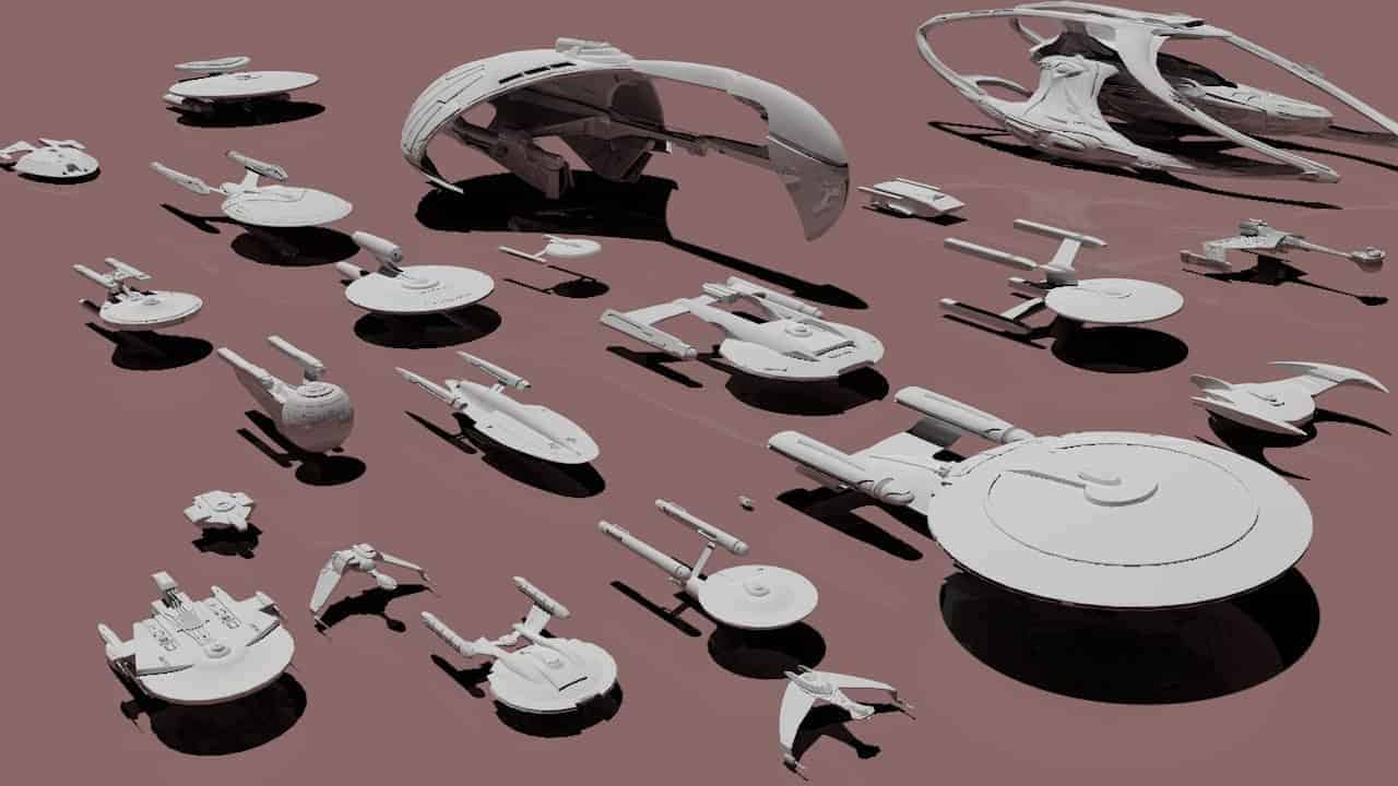The spaceships from "Star Trek" in size comparison