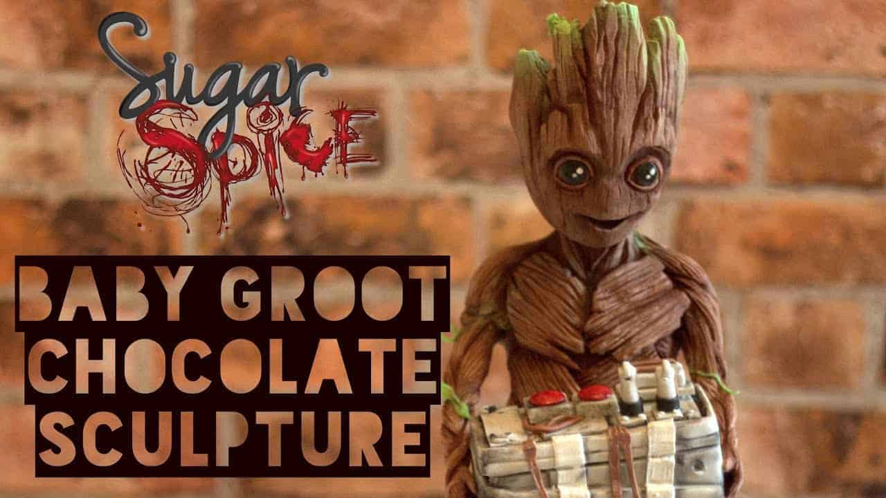 Baby Groot als Schokoladen-Skulptur