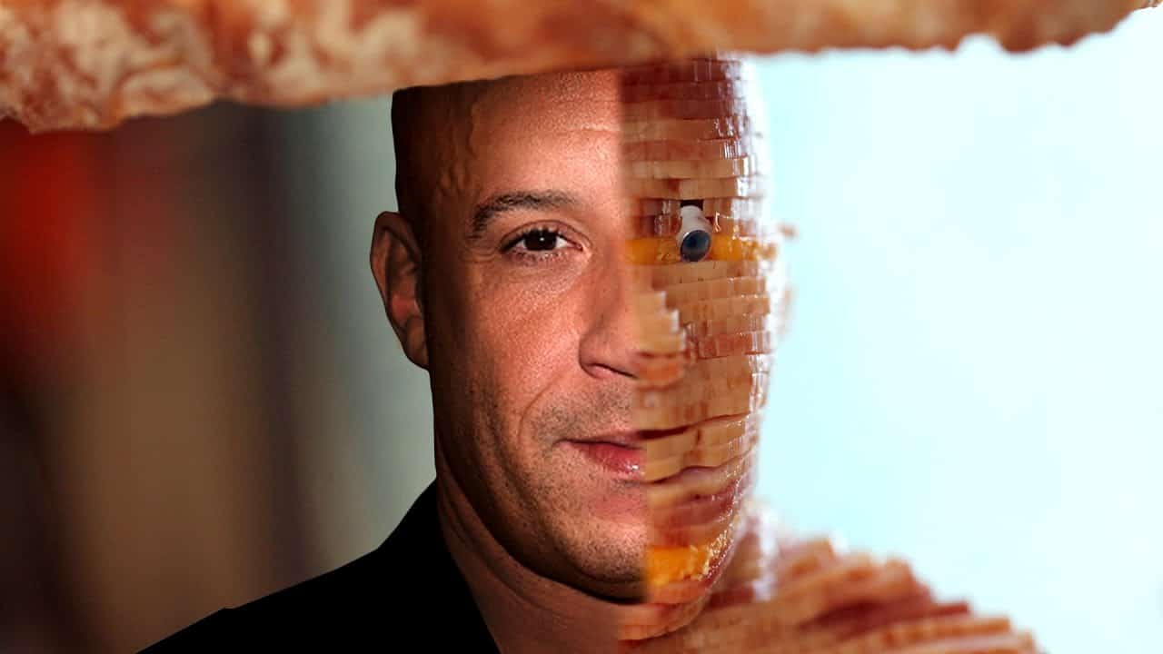 Vin Diesel aus Schinken- und Käsescheiben