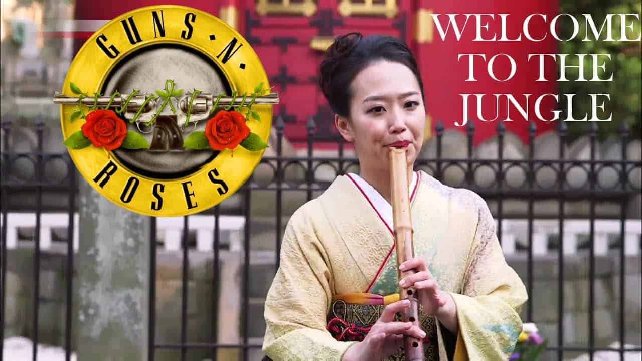 &#171;Welcome to the Jungle&#187; und &#171;Back in Black&#187; auf traditionellen japanischen Instrumenten gespielt