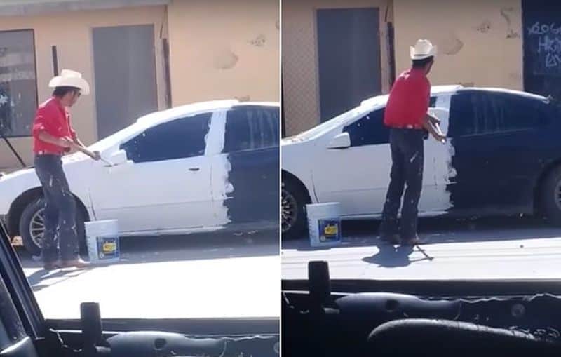 Guy Paints Car with House Paint - 990290