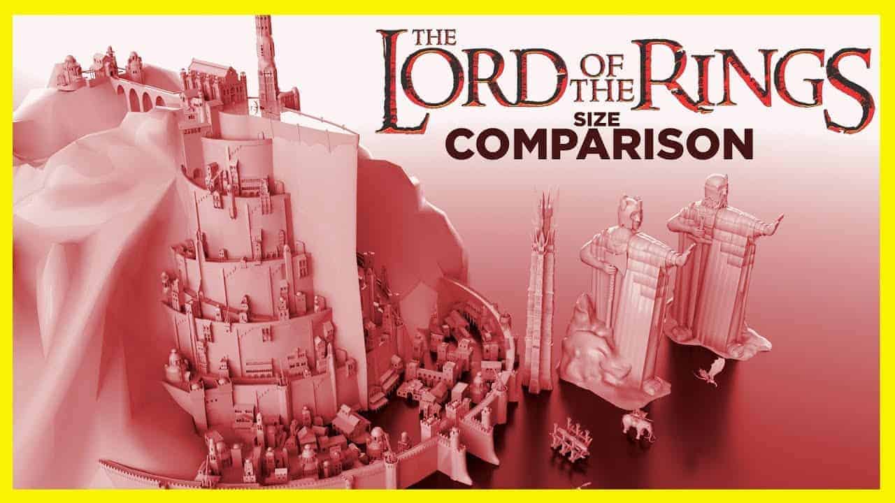 Comparação de tamanhos de "O Senhor dos Anéis"