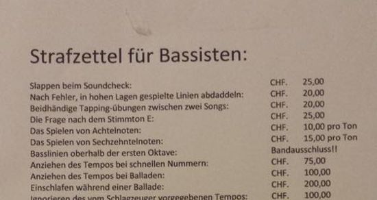 Strafzettel für Bassisten