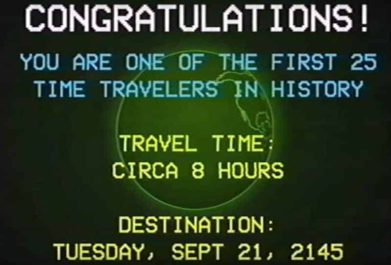 Video de instrucciones sobre viajes en el tiempo (década de 1980)