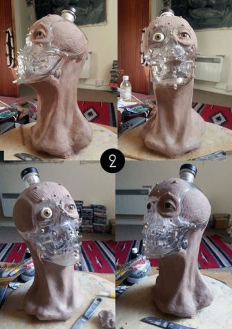 Forensiker rekonstruiert das Gesicht einer Crystal Head Vodka Flasche