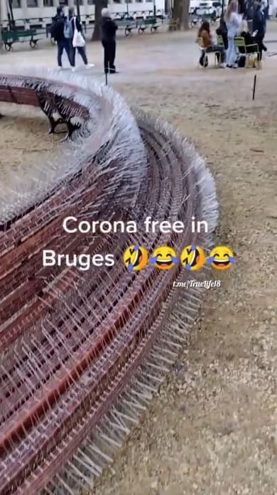Wie in Brüssel die Bänke Corona-frei gehalten werden