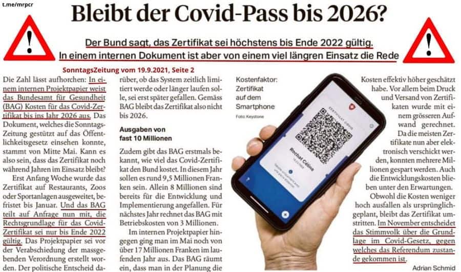 Covid-Pass ist gekommen um zu bleiben‼️