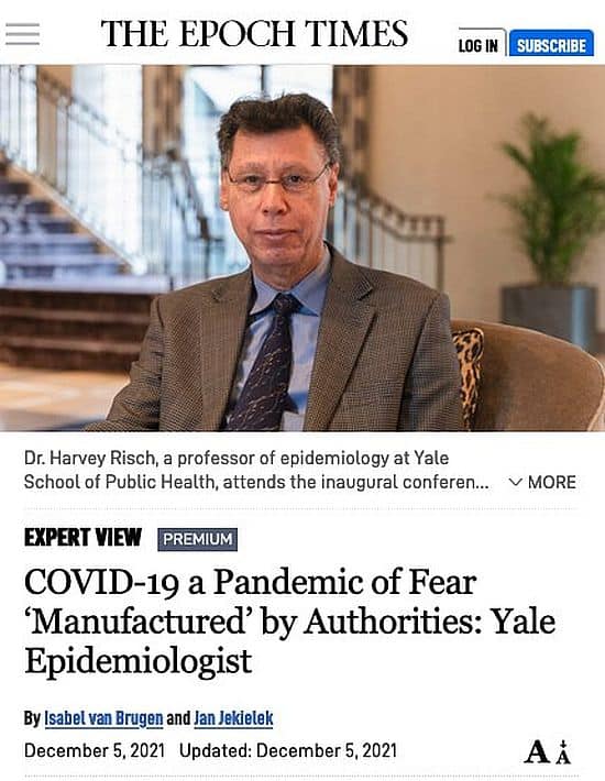 Yale Epidemiologe: Covid-19 ist eine Pandemie der Angst "hergestellt" von Behörden