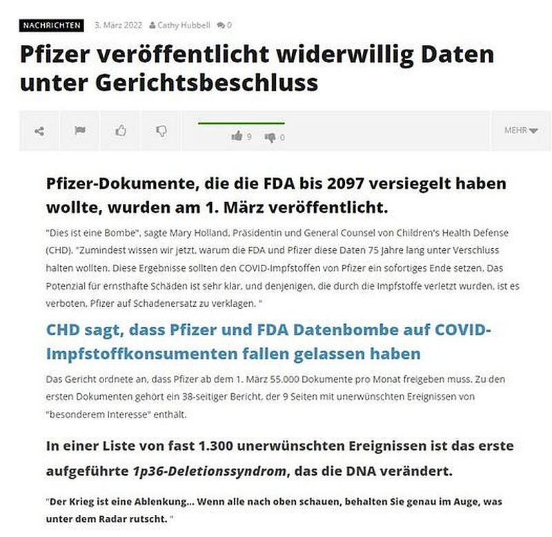 Documentos da Pfizer divulgados após ordem judicial: 9 páginas de efeitos colaterais