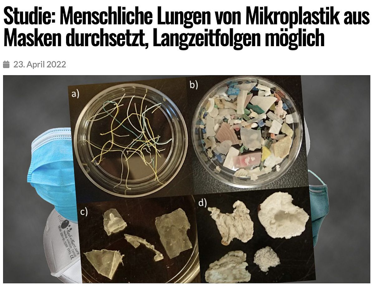 Menschliche Lungen von Mikroplastik aus Masken durchsetzt, Langzeitfolgen möglich