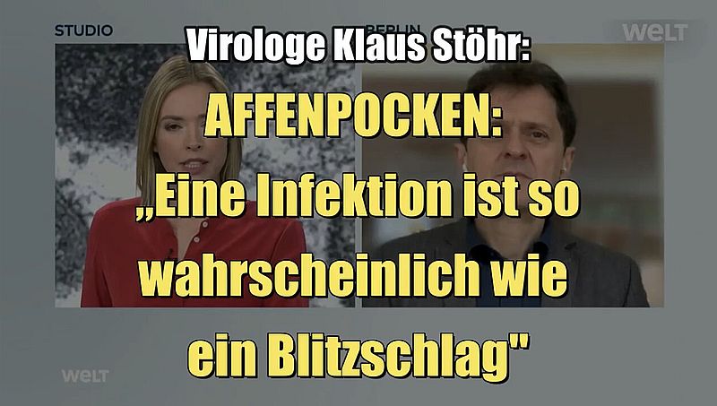 Virologe Stöhr: AFFENPOCKEN: „Eine Infektion ist so wahrscheinlich wie ein Blitzschlag"