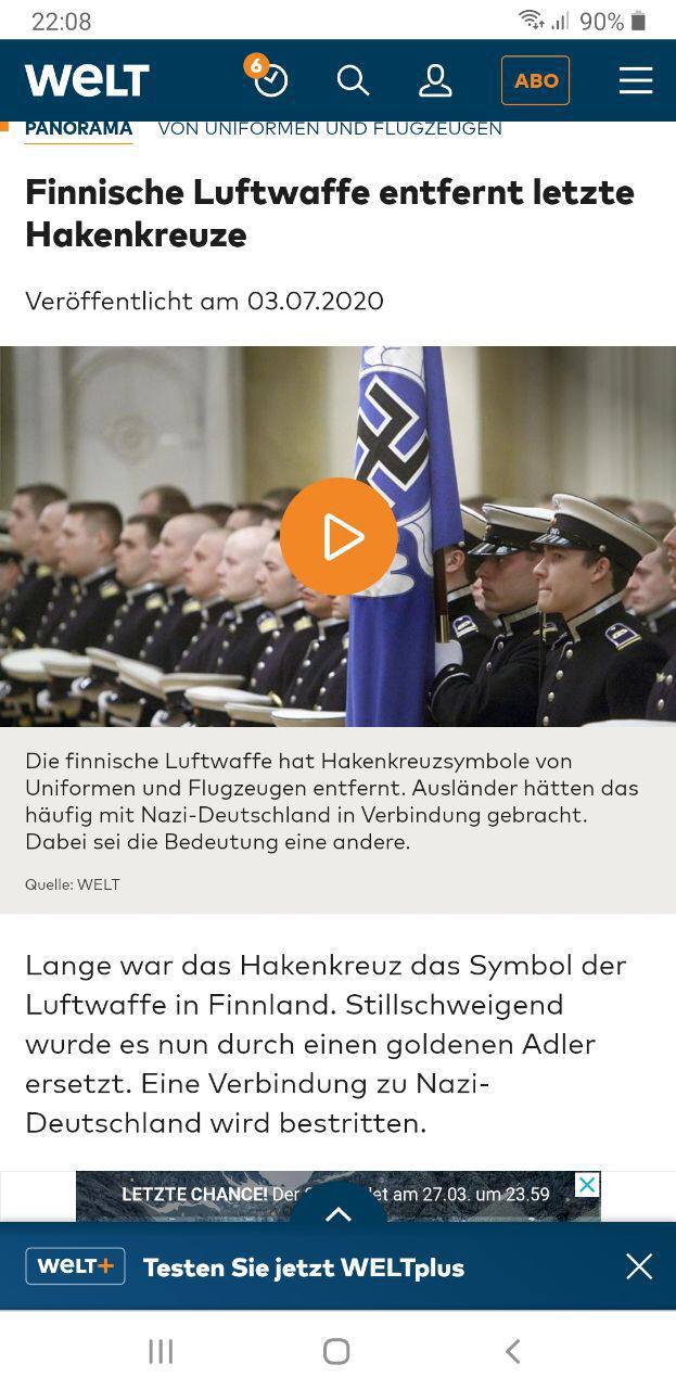 Finnische Luftwaffe entfernt letzte Hakenkreuze