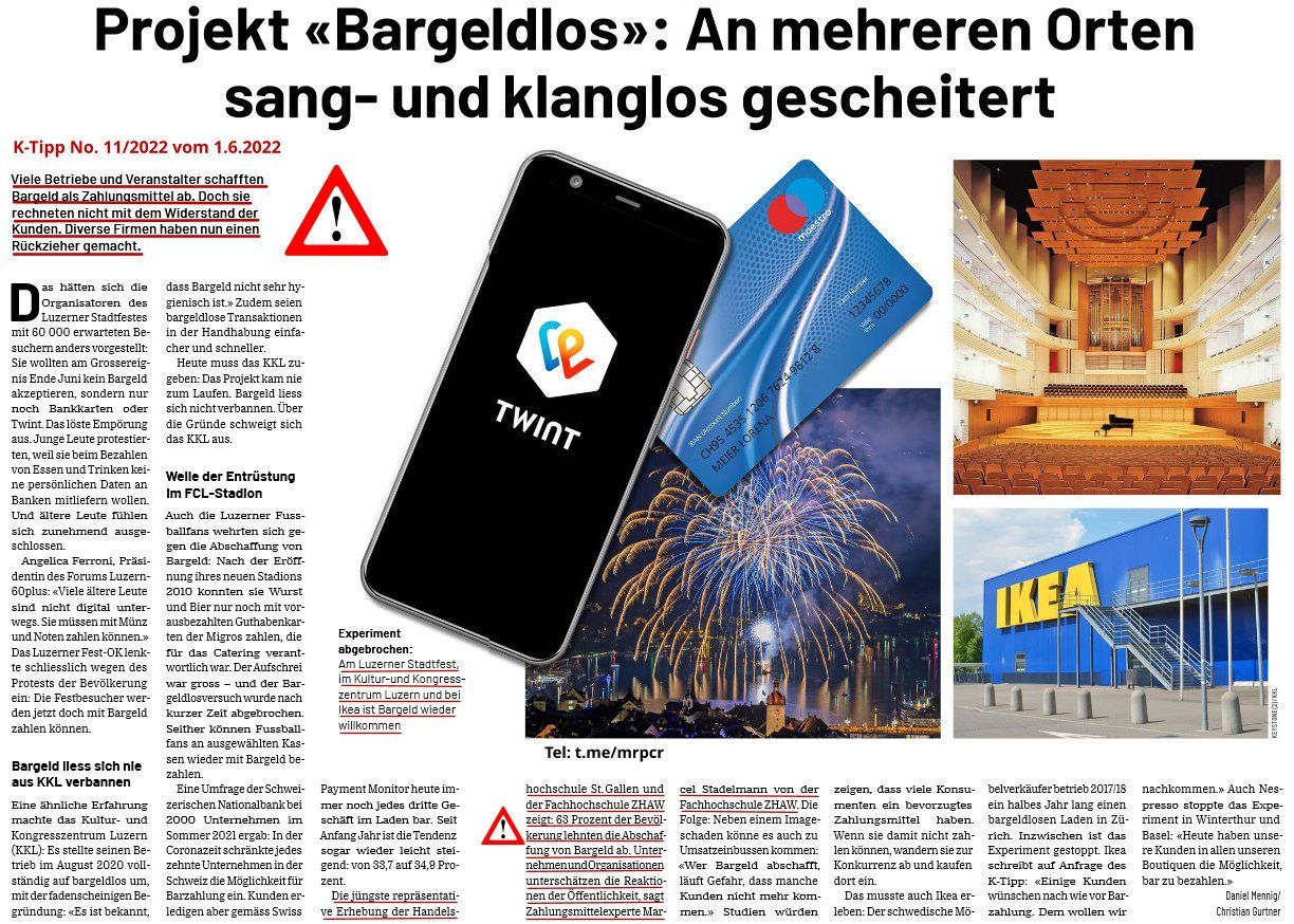 Zwängerei "Bargeldlos" bezahlen zu müssen vorerst zurückgedrängt