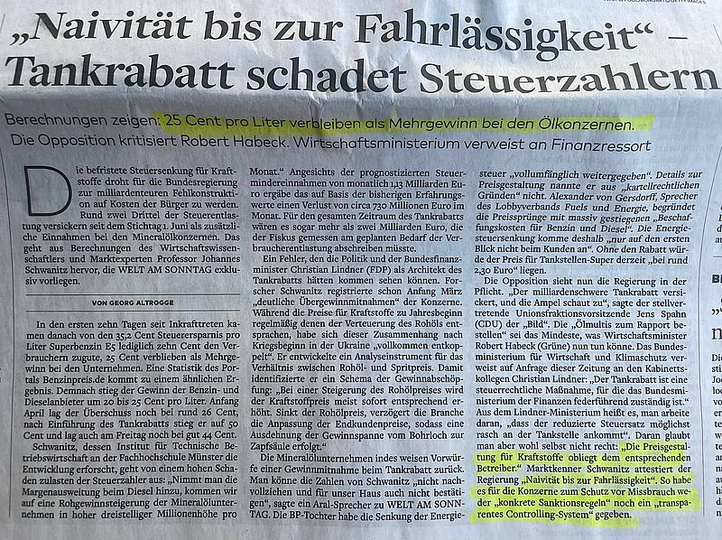 Naivität bis zur Fahrlässigkeit: Tankrabatt schadet Steuerzahlern