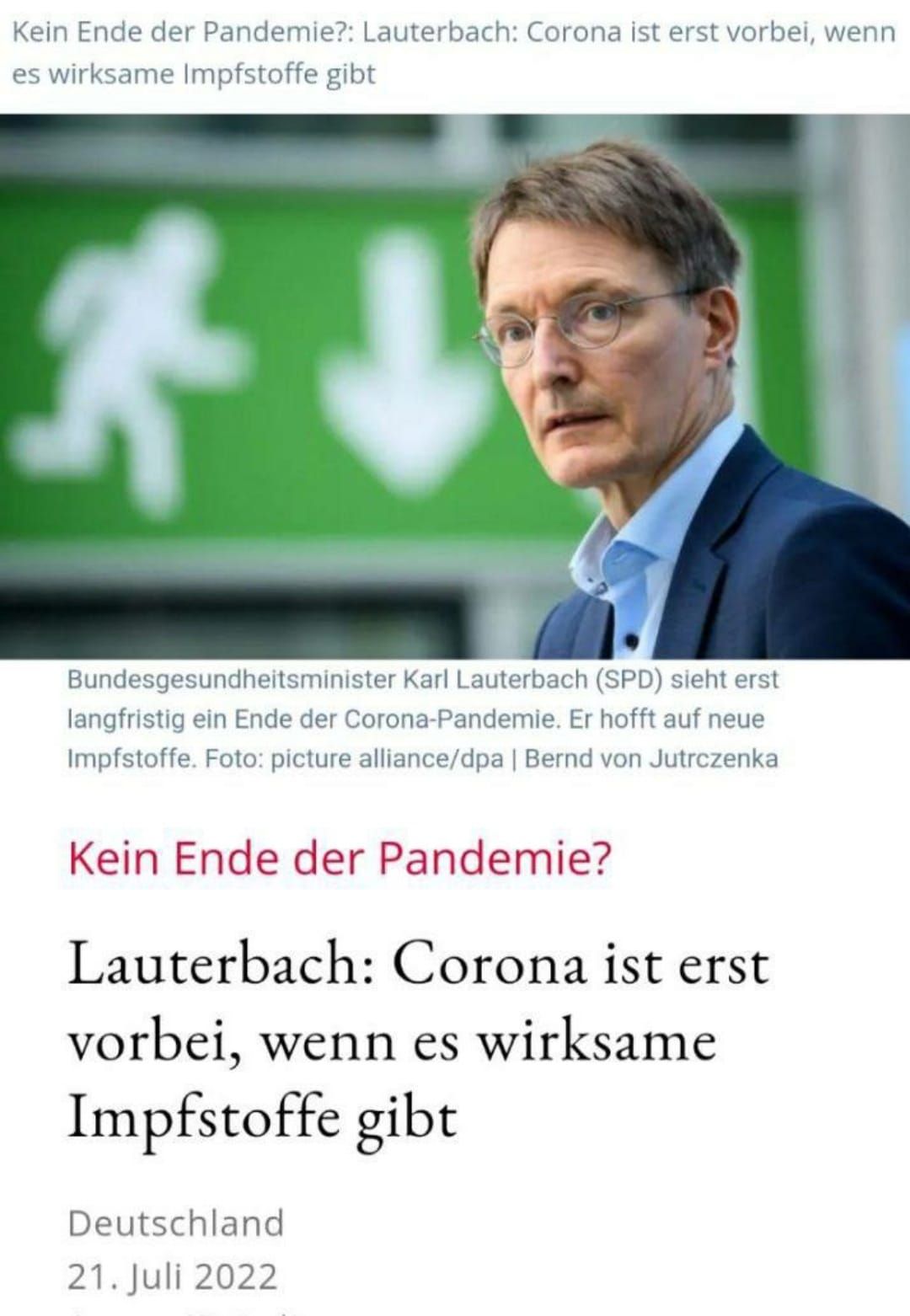 Gesundheitsminister bestätigt, Impfstoffe sind wirkungslos