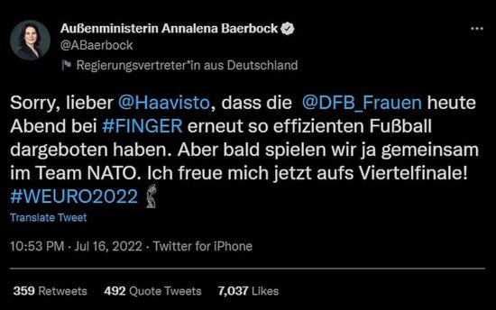 Für deutsche Aussenministerin ist Krieg ein Spiel