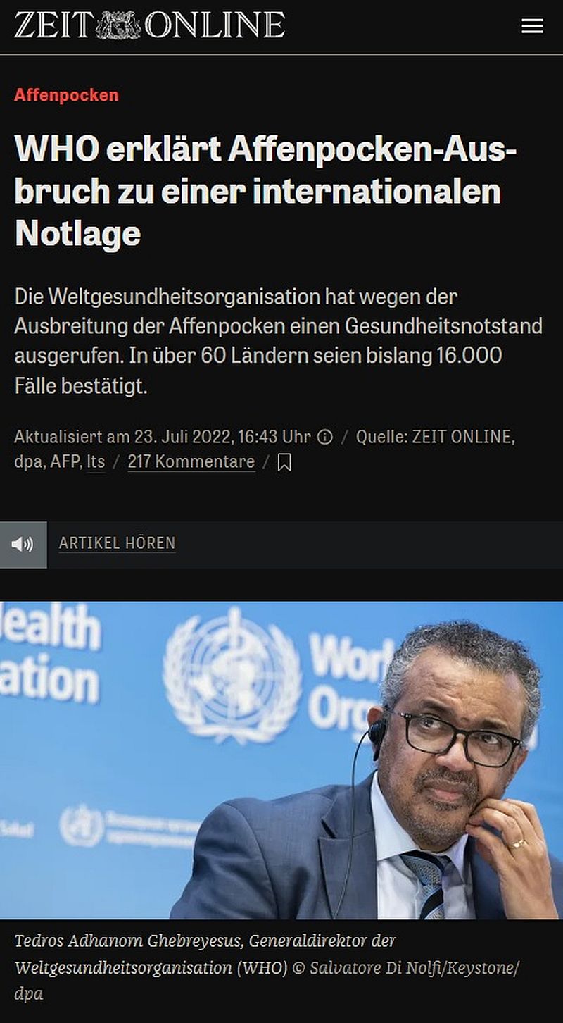 WHO erklärt Affenpocken-Ausbruch zu einer internationalen Notlage