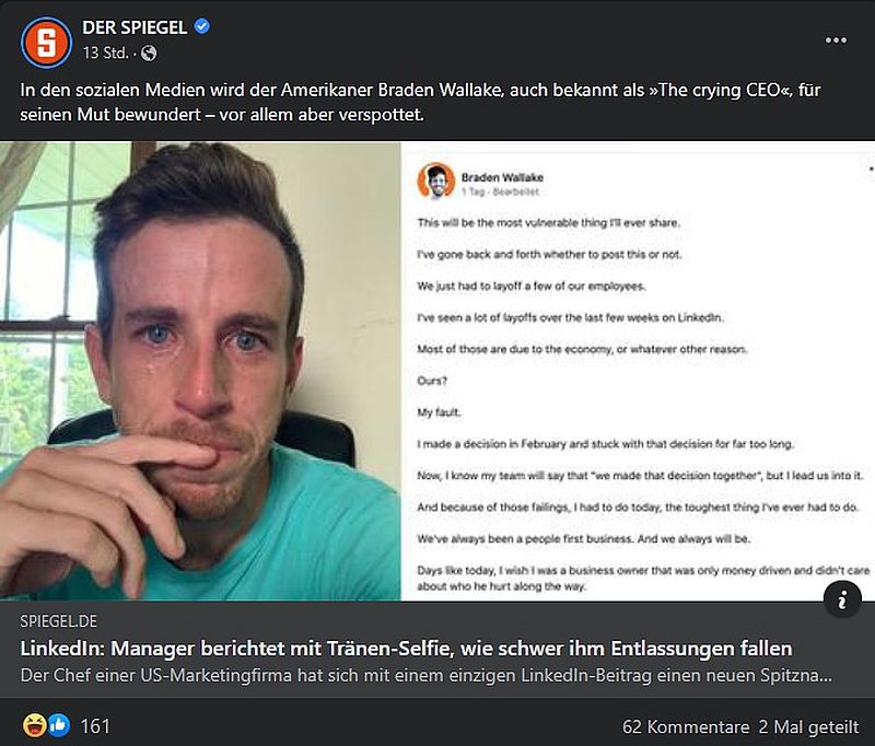 Wie Manager unter Tränen Mitgefühl heucheln