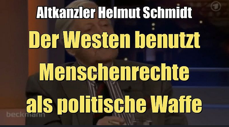 Helmut Schmidt: Okcidento uzas homajn rajtojn kiel politikan armilon (02.05.2013/XNUMX/XNUMX)