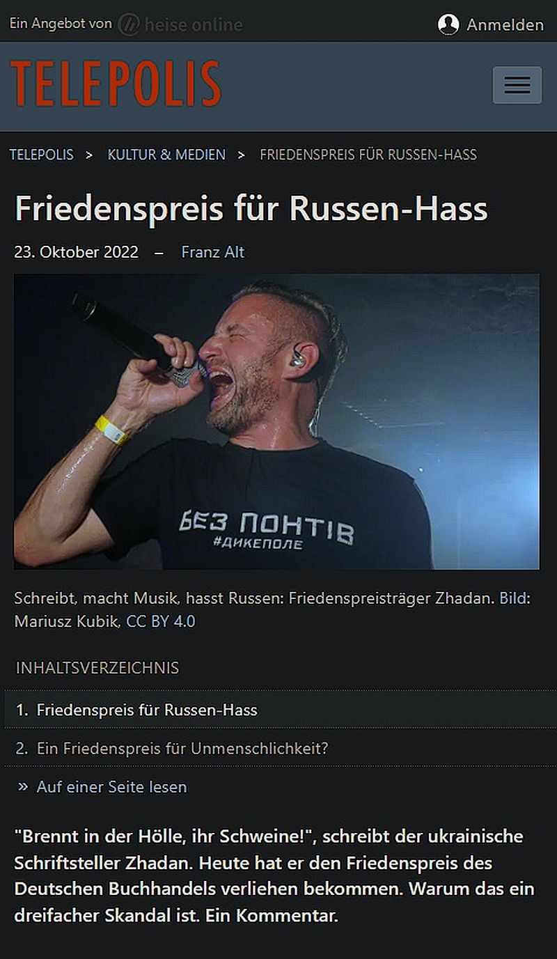 Seit wann ist Völkerhass eine Hilfe für den Frieden?