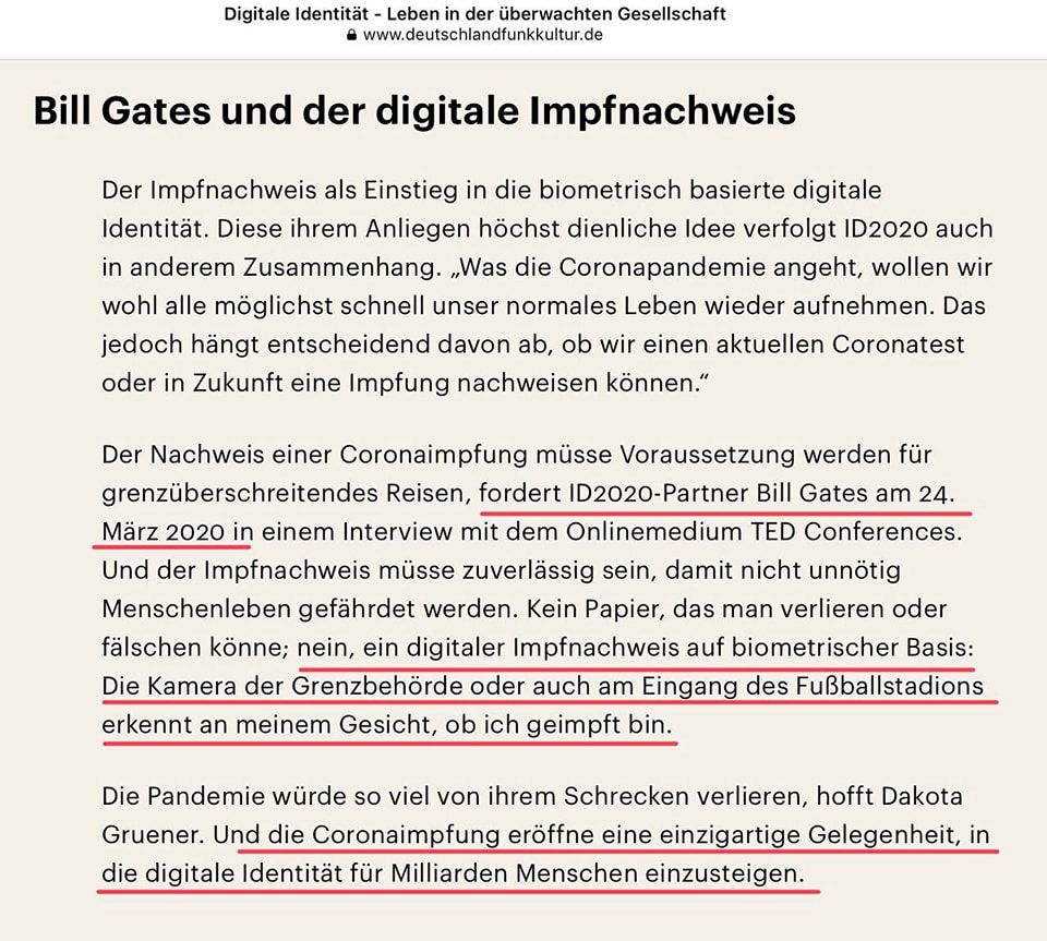 Bill Gates hat 3G und 2G auf dem Weg zur biometrischen ID für Geimpfte kurz nach Ausrufung der Pandemie angekündigt