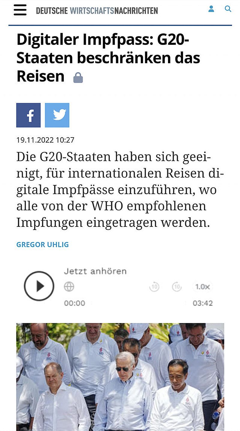 G20 beschliesst lebenslange Internierung Ungeimpfter