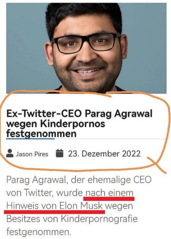 Eks-Twitter CEO Parag Agrawal arestita pro infana pornografio