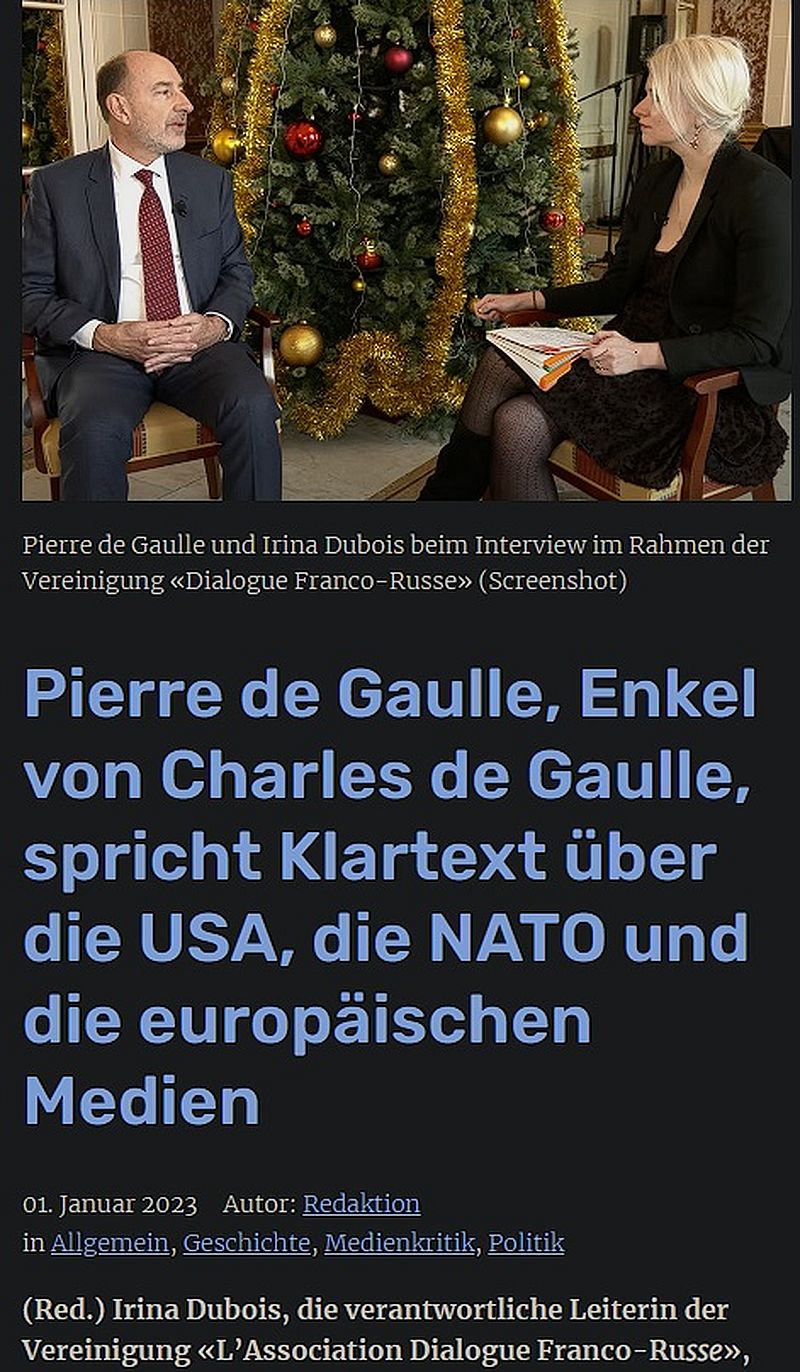 "Die Ukraine-Krise wird genutzt, um Europa zu destabilisieren", warnt der Franzose Pierre de Gaulle