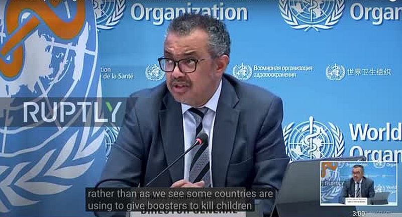 WHO Tedros explains COVID boosters are being used to kill children