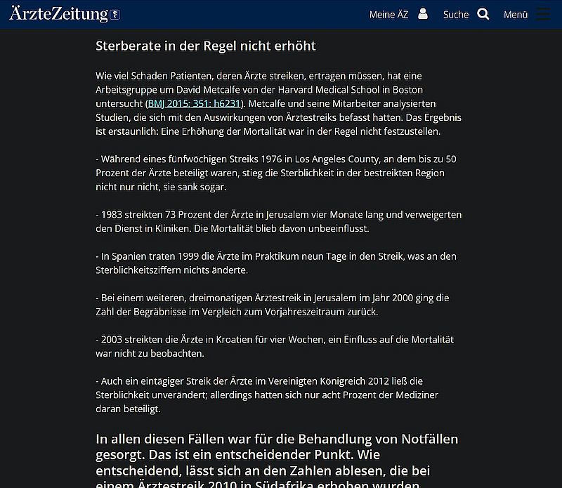 Wenn Ärzte streiken, sterben weniger bis keine Menschen