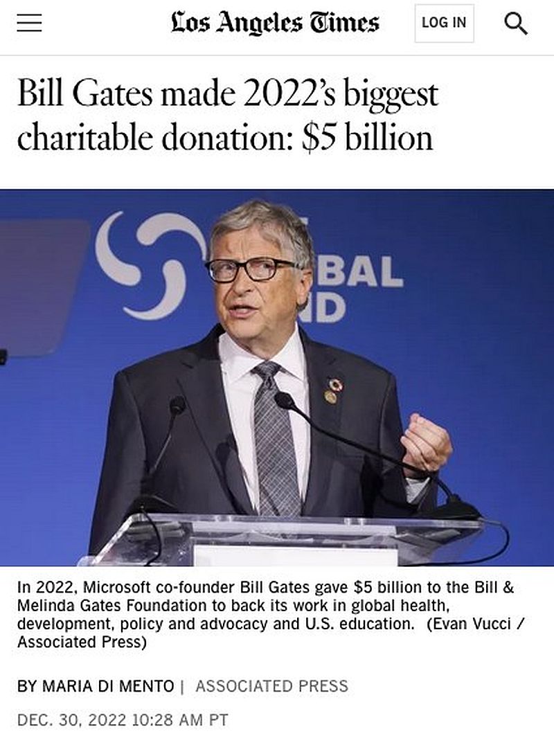 2022 spendete Bill Gates 5 Milliarden Dollar an... Bill Gates