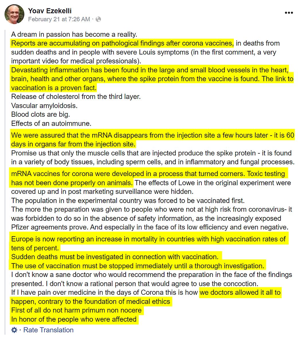 In Israel werden die Stimmen lauter, welche fordern, die COVID-19 mRNA-Impfstoffe zu stoppen