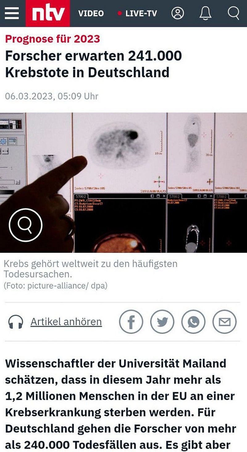 Krebstote: Prognose für 2023