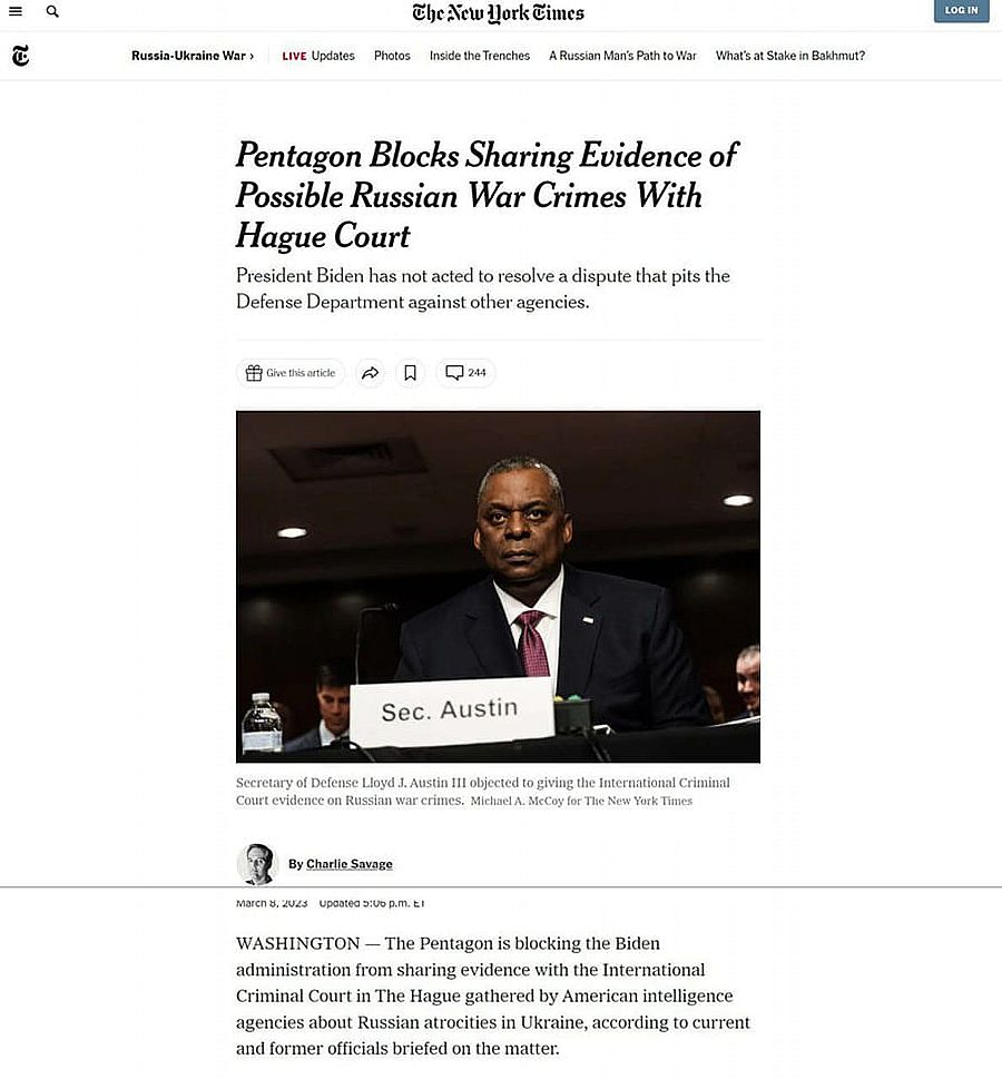 Pentagon blockiert Beweise über russische Kriegsverbrechen, um nicht selbst zur Verantwortung gezogen zu werden