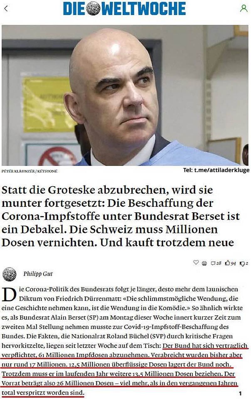 Der Skandal um die Beschaffung der Corona-«Impfstoffe» geht in die nächste Runde!