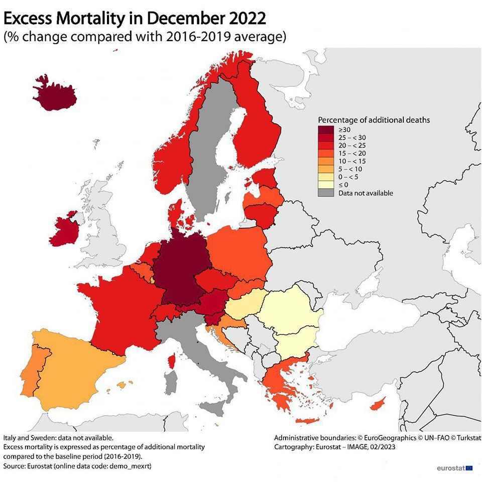 Übersterblichkeit im Dezember 2022 stark gestiegen