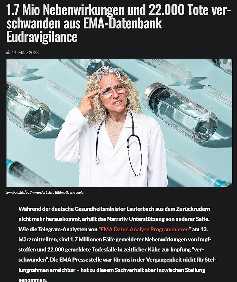 Det korrupte europeiske legemiddelbyrået (EMA) gjør at 1,7 millioner vaksinasjonsbivirkninger og 22 000 vaksinasjonsdødsfall "forsvinner"