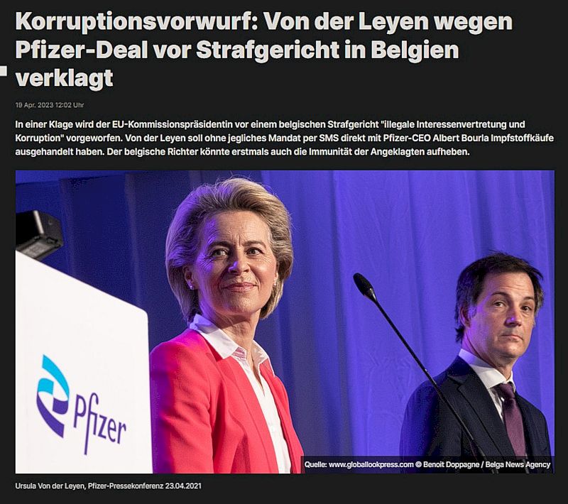 Korrupsjon: Von der Leyen saksøkte for Pfizer-avtalen i straffedomstolen i Belgia
