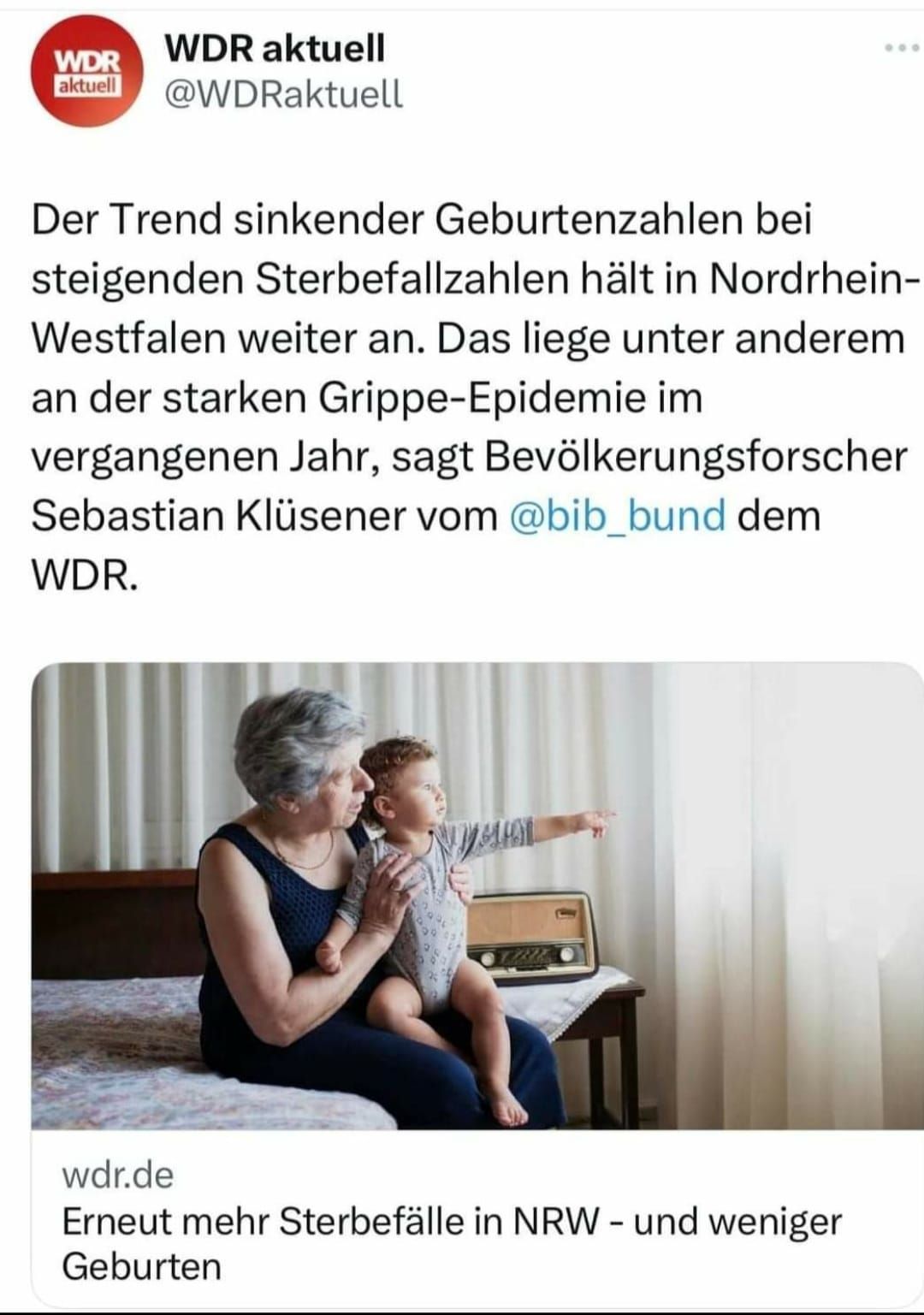 Angeblich "Grippeknick" für Übersterblichkeit und Geburtenrückgang verantwortlich